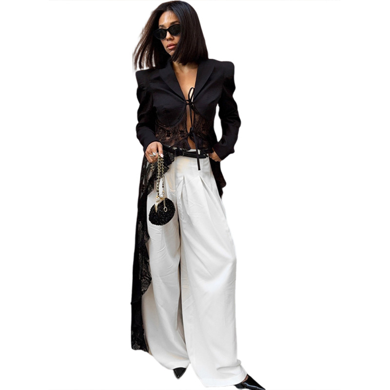 2025 Autumn Winter New Women's Fashion Trendy Street Style Lace Patchwork Cardigan Blazer_ecoleips.com