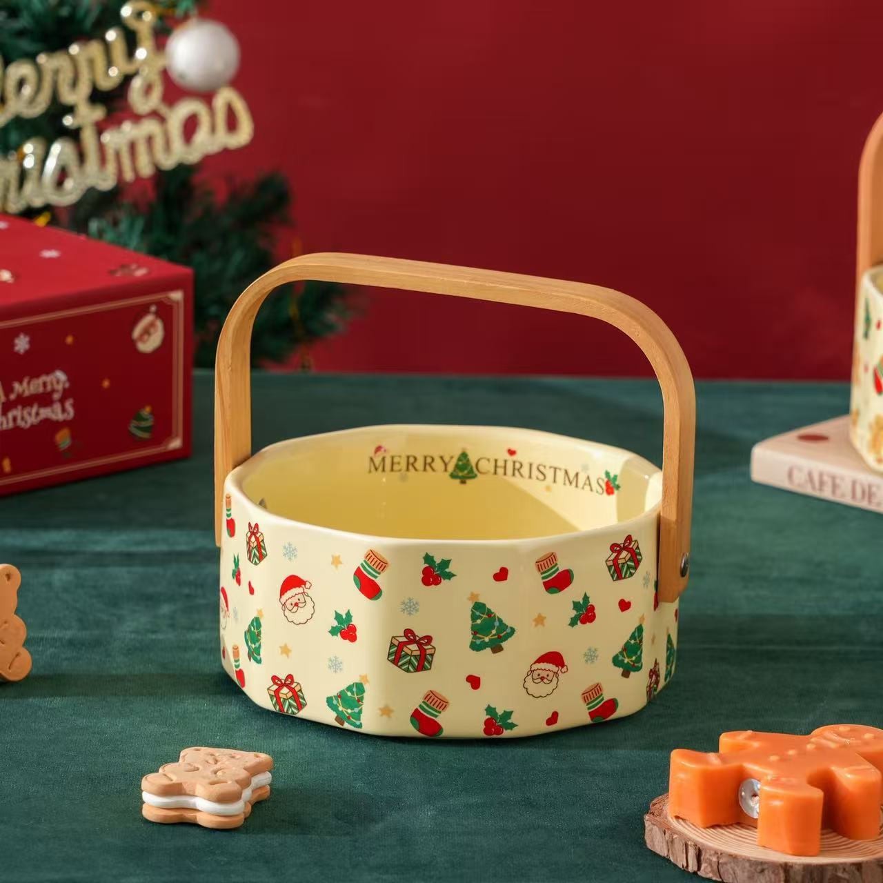 Navidad de cerámica frutas azules bocadillos platos de frutas de alto valor de la mesa de té de sala de estar casera canasta de frutas bocadillos nueces platos