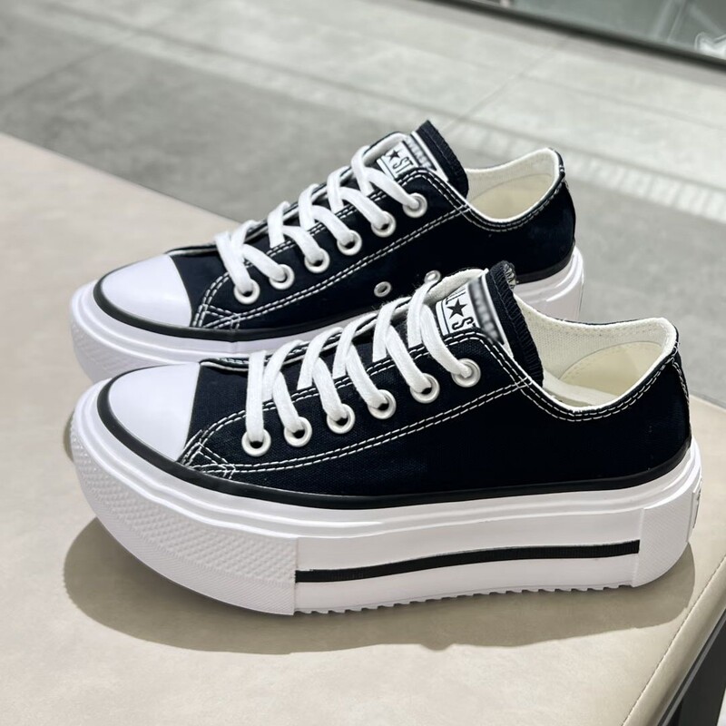 Meiqi Converse Pure Original Platform Shoes Double Stack Double-Layer Thick-Soled Canvas Shoes for Men and Women A15490C