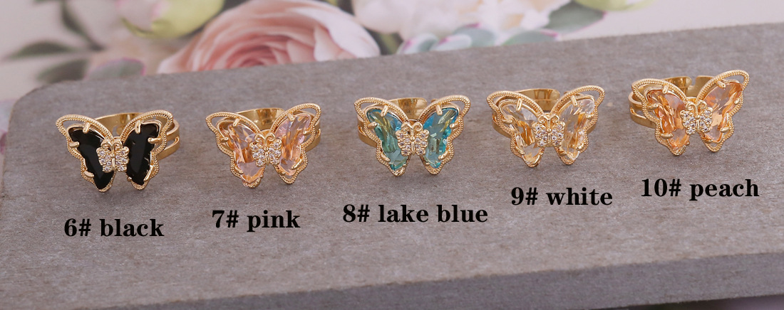 Retro Multi-color Three-dimensional Butterfly Copper Ring Wholesale Nihaojewelry display picture 11
