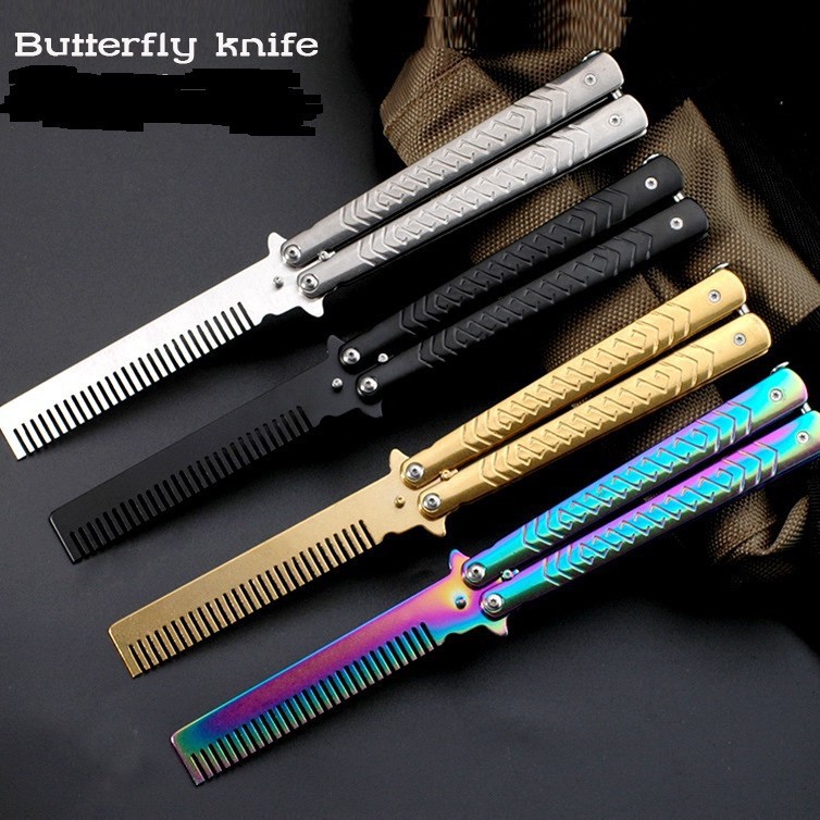 工厂批发蝴蝶刀梳子折叠练习刀新甩手游戏玩具跨境爆款热销未开刃