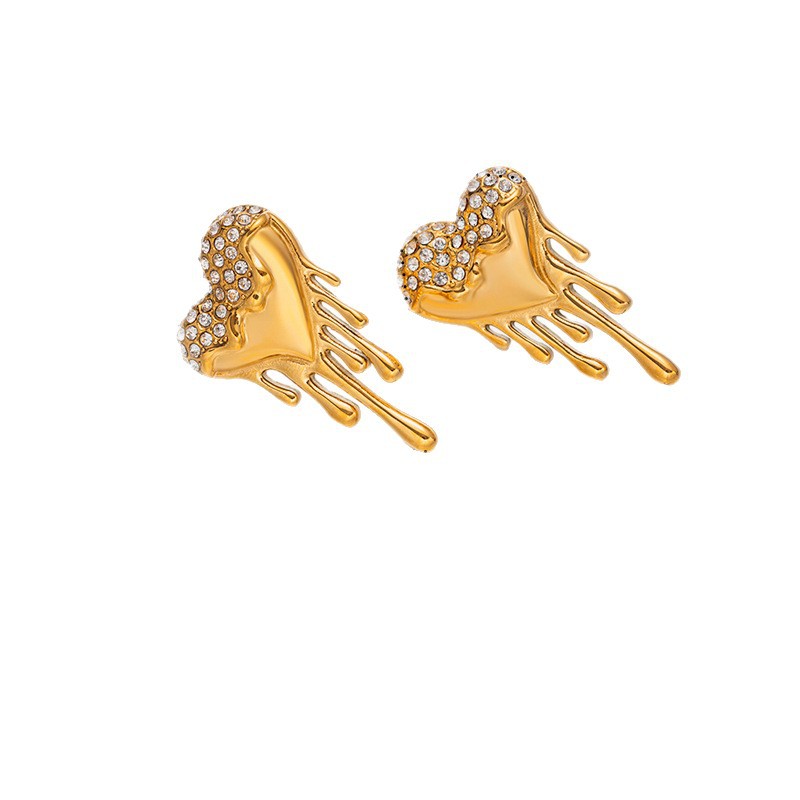 Alta Europa y América acero inoxidable damas moda transfronteriza venta caliente joyas de orejas con diamantes lujosos exagerados pernos de amor para mujeres