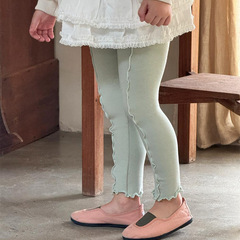 Topper Egg Korean-style children's pants 2025 spring new girls' leggings with mulberry edge elastic tight versatile leggings