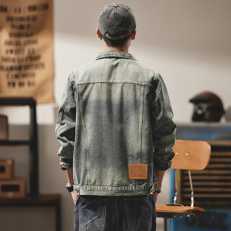 Giacca di jeans uomo american retro lavaggio vintage oversize_voghion.com