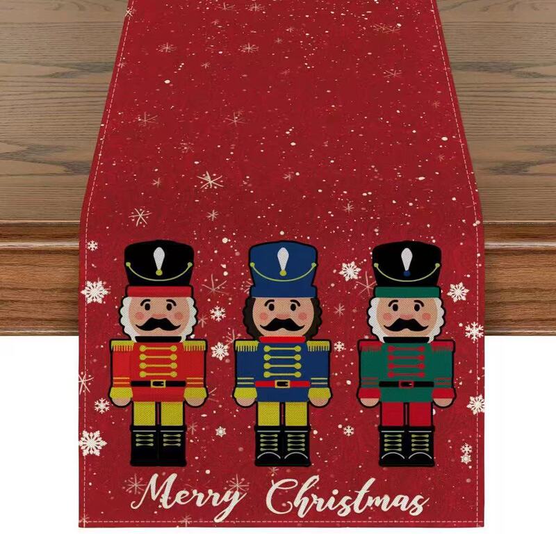 北欧クリスマスリビングルームテーブル装飾テーブルフラグファッションシンプルなヘラジカプリントリネン漫画クリスマステーブルフラグ卸売|undefined