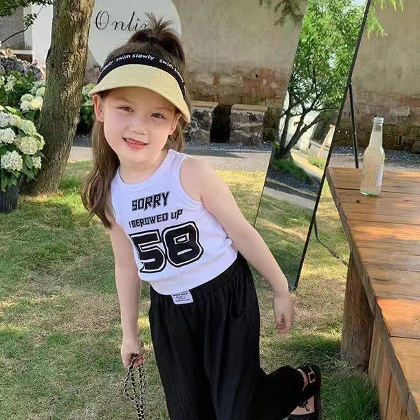 厂家直销批发女童夏季背心2025新款儿童洋气无袖T恤宝宝夏装短款|undefined