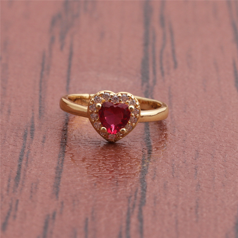 Fashion Heart-shaped Copper Gold-plated Micro-inlaid Zircon Open Ring display picture 7