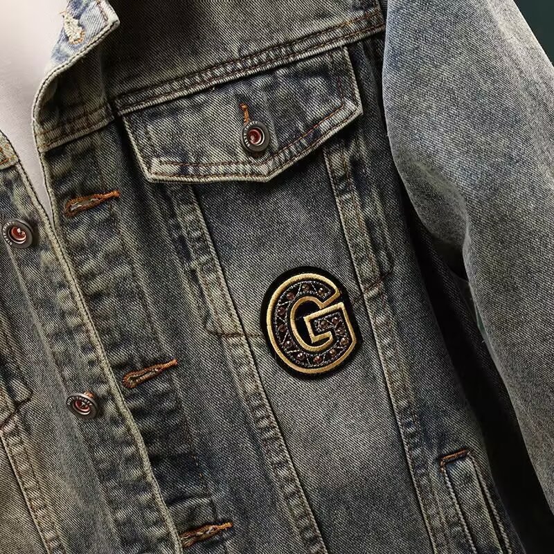 Men's Clothing Fashionable letter embroidered denim jacket for men, high end trendy brand, spring and autumn new workwear jacket, outerwear denim_voghion.com