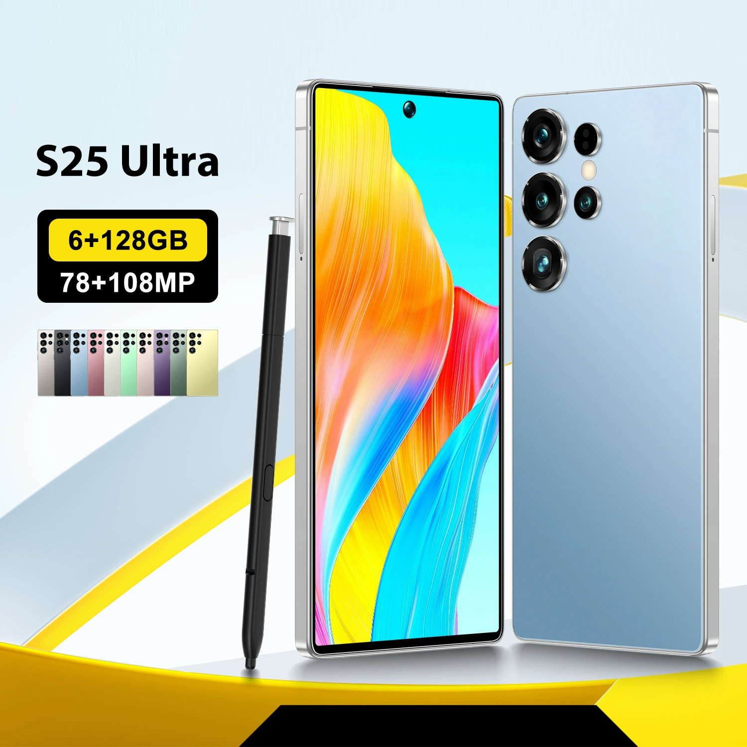 Smartphone S25 Ultra, Android 4G, large camera, wide display, multiple colors
