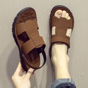 White Pillow Crane Summer Dad Sandals New Men's Slippers Casual Dual-Use Outwear Driving Luxury Non-Slip Beach Shoes Soft