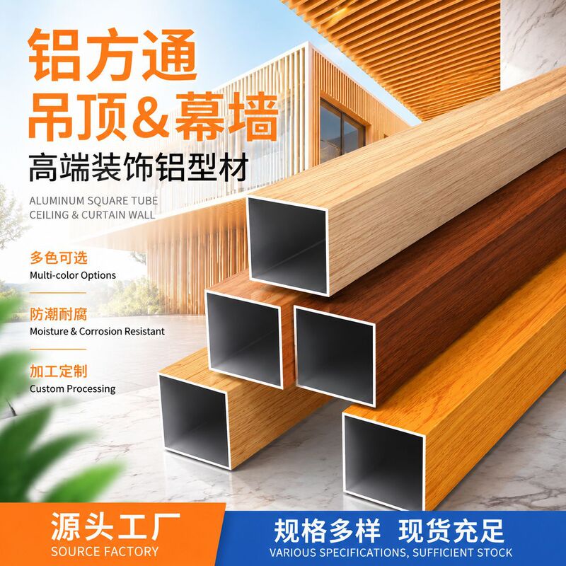 Source manufacturer of aluminum square tubes, wholesale wood grain aluminum alloy square tubes, partition grilles, interior and exterior curtain wall square tubes, ceiling designs