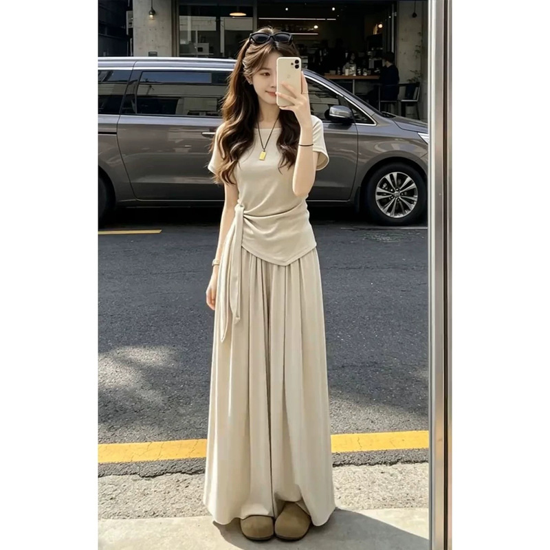 Commuting to Work Looks Great in This Ootd Set: 2026 New Short-Sleeve Women's Summer Wide-Leg Pants Casual Two-Piece Set Commuting to Work Looks Great in This Ootd Set: 2026 New Short-Sleeve Women's Summer Wide-Leg Pants Casual Two-Piece Set