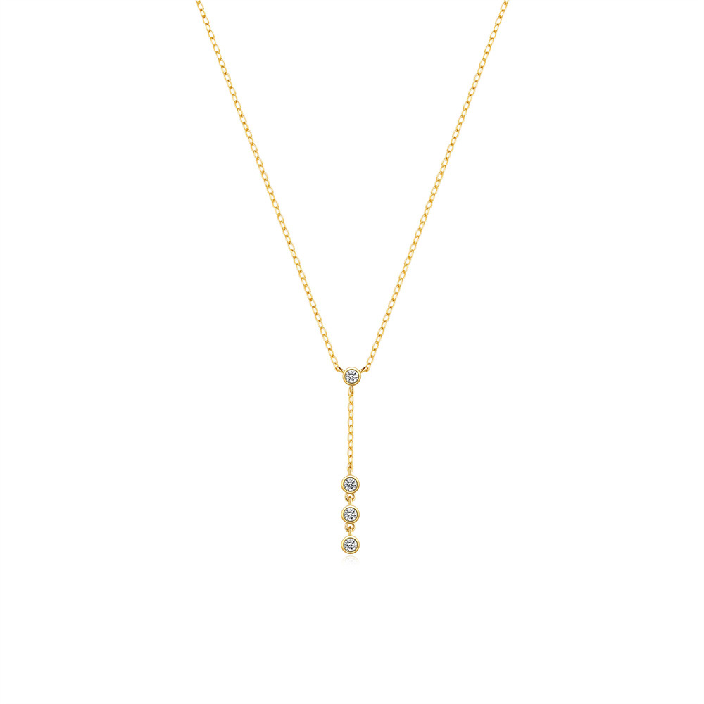 Inlay Design Simple Style, Shiny Style 925 Sterling Silver Zircon Inlay Geometric Pendant Necklace