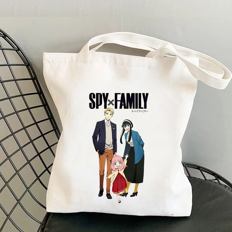 Anime espía casa Spy x familia impresa bolsa de lona Harajuku bolsa de hombro bolsa de compras de mano estudiante