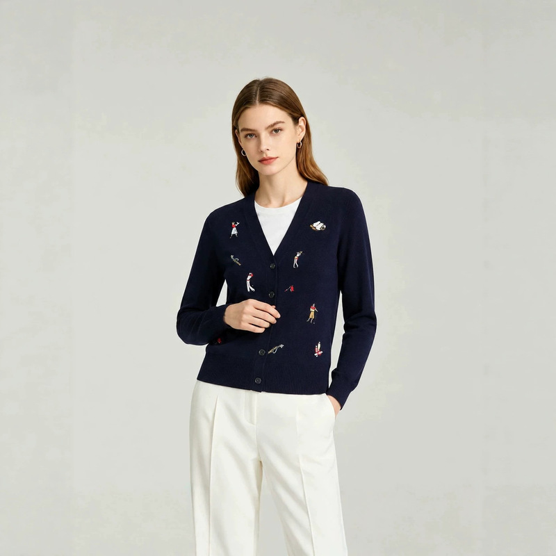 100% Wool Gentle and Fresh Three-Dimensional Towel Embroidery Knitted Short-Sleeve Shirt 82359 100% Wool Gentle and Fresh Three-Dimensional Towel Embroidery Knitted Short-Sleeve Shirt 82359