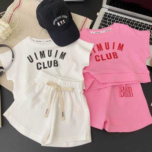 Summer Pure Cotton Korean Style Letter Fashion Set