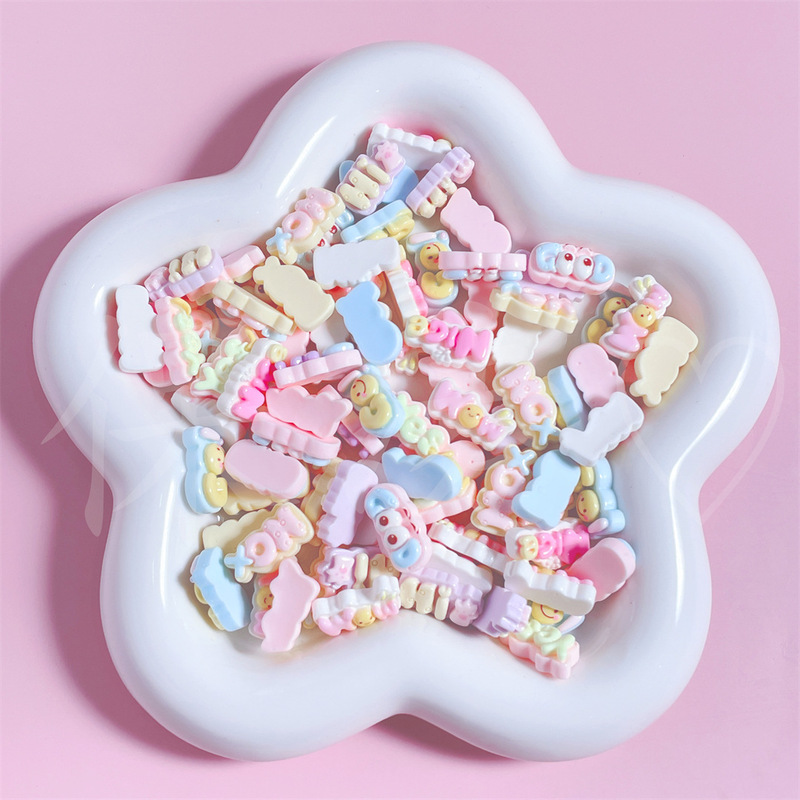 漫画ミニ混合文字プレート樹脂アクセサリー diy クリーム接着剤食品おもちゃ材料ヘアピンヘアアクセサリーパッチ|undefined