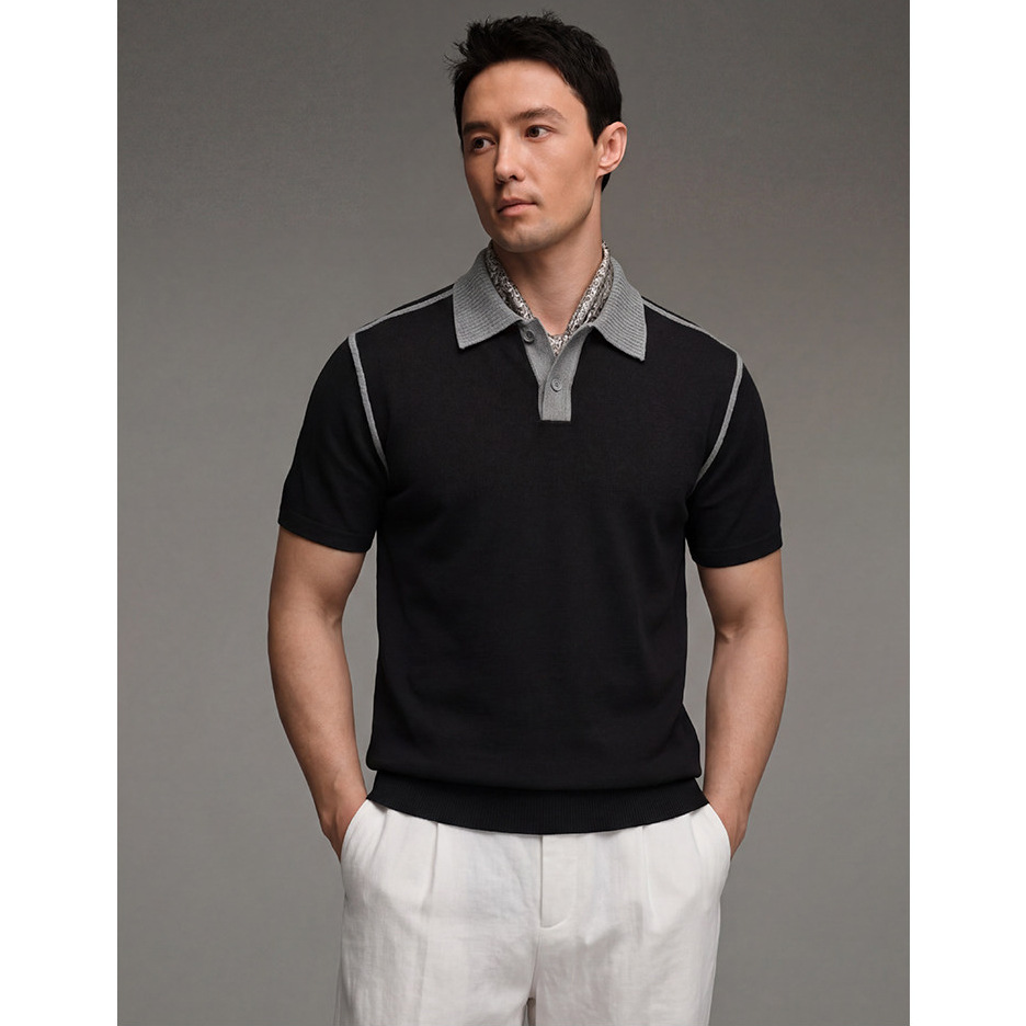 Polo camiseta de punto camiseta de manga corta camiseta de hombre paul línea tridimensional viejo qianfeng verano fábrica transfronteriza al por mayor