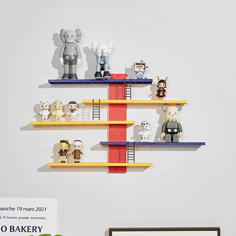 Wall-Mounted Minifigure Display Stand, Handmade Mondrian Frame, 63×36.5 cm