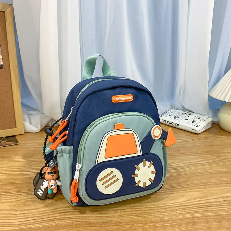 Mochila de estudiantes de primaria admisible con excavadora, mochila de jardín de infantes, mochila de hombro de automóvil para niños