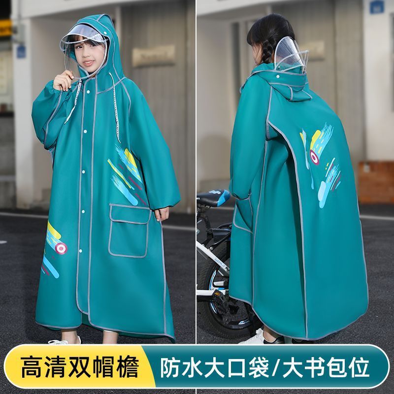儿童雨衣男女孩长款全身防暴雨初中小学生自行车上学专用大童雨披|undefined