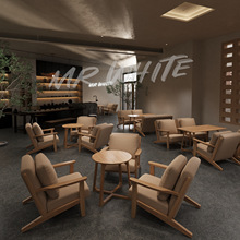 咖啡厅优雅成套桌椅组合 简约酒吧清吧舒适细棉麻沙发椅桌子