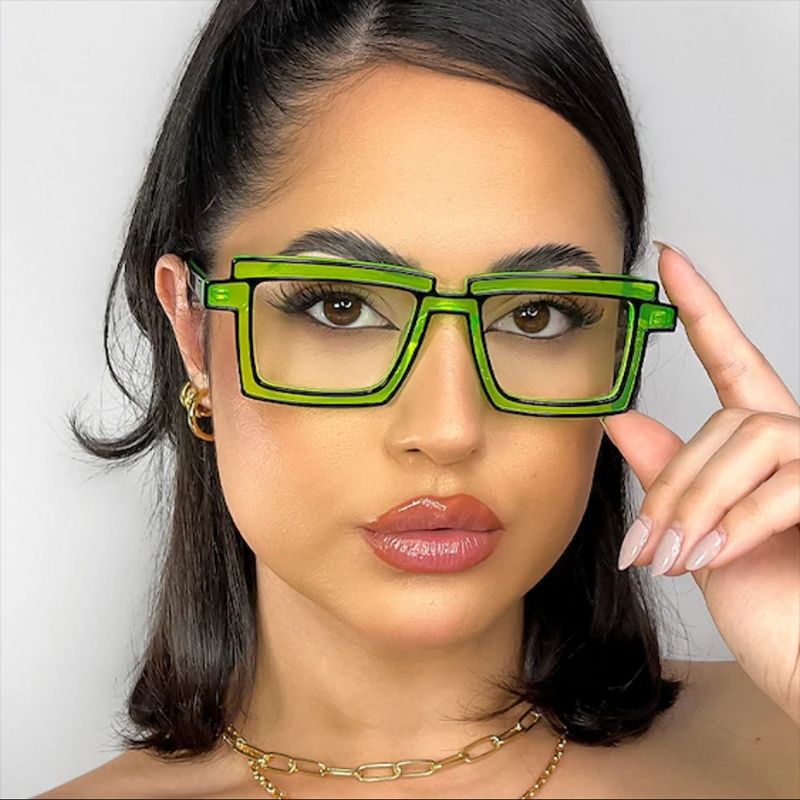 Exaggerated Punk Stripe Pc Square Full Frame Optical Glasses display picture 2
