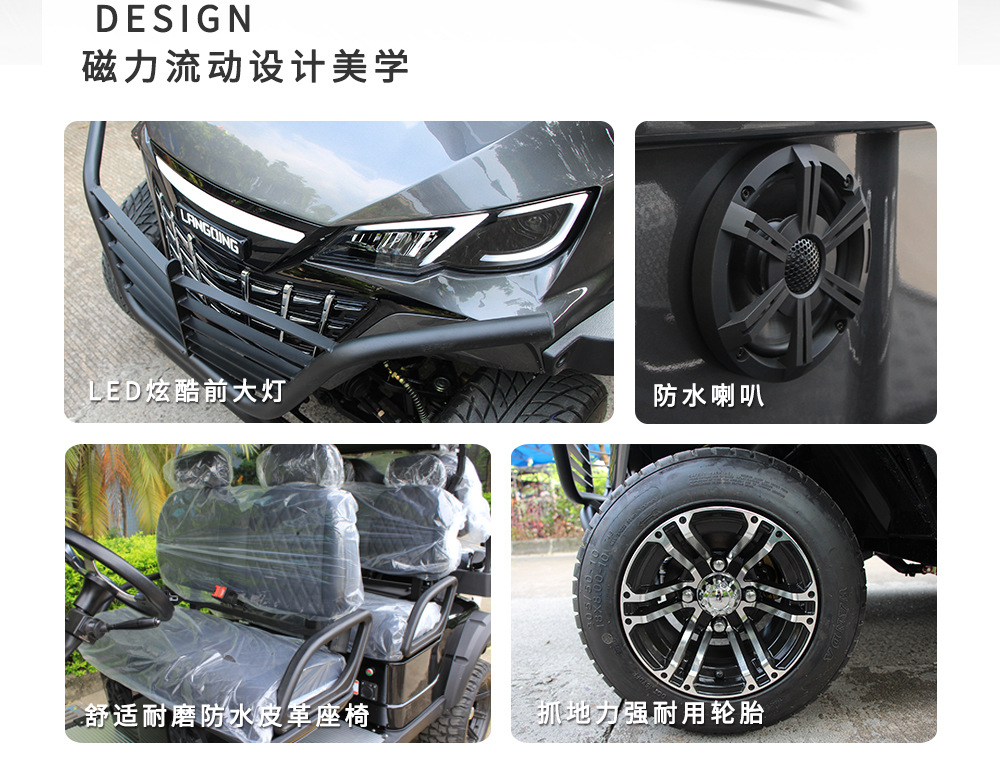 4+2 Seat Export Golf Cart, 6 Seat Low-Speed Golf Cart, Multi-Seat Tourist Shuttle Bus, Right-Hand Drive Sightseeing Vehicle