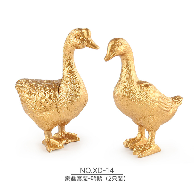 Transfronterizo Nueva simulación de aves de corral modelo animal versión Gold mini pollo pato ganso Libélula lagarto insecto traje de juguete