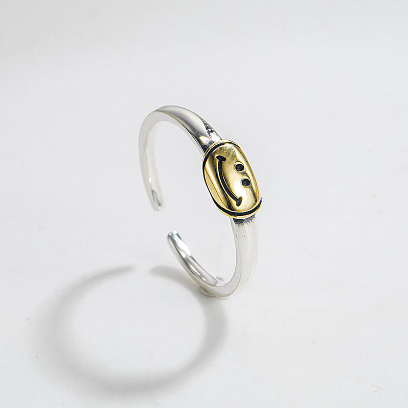 Fashion Smiley Face Sterling Silver Plating Open Ring 1 Piece