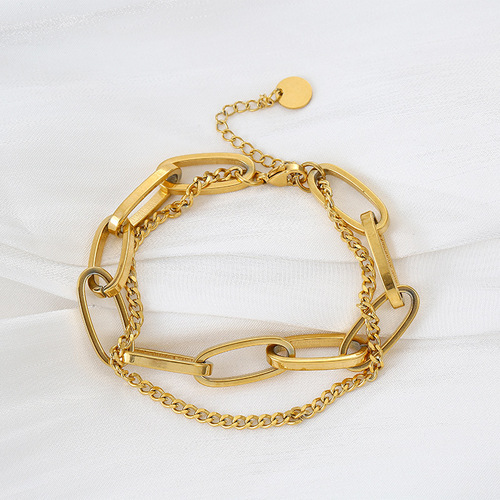Longrui retro fashion gold long chain pendant double-layer thick bracelet women's trendy brand accessories bracelets for cross-border