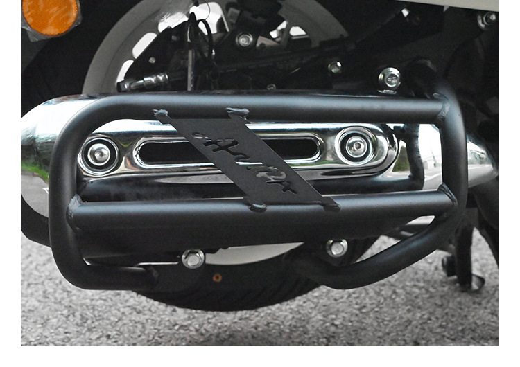 Suitable for Chunfeng Aura150 Protective Bars, Front and Rear Exhaust Pipe Bumpers, Rear Racks, Silver Protective Bars, Modification