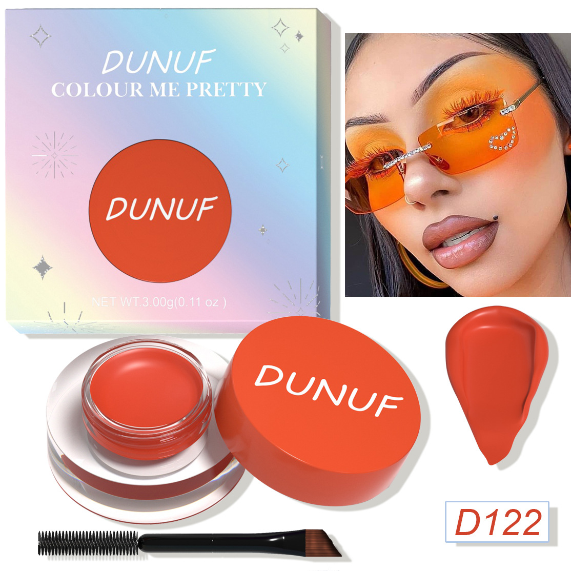DUNUF 12 Face Color Waterproof Eyeshadow Long-lasting Eyeliner Matte Gloss Eyebrow Dye Universal Note Disclaimer undefined
