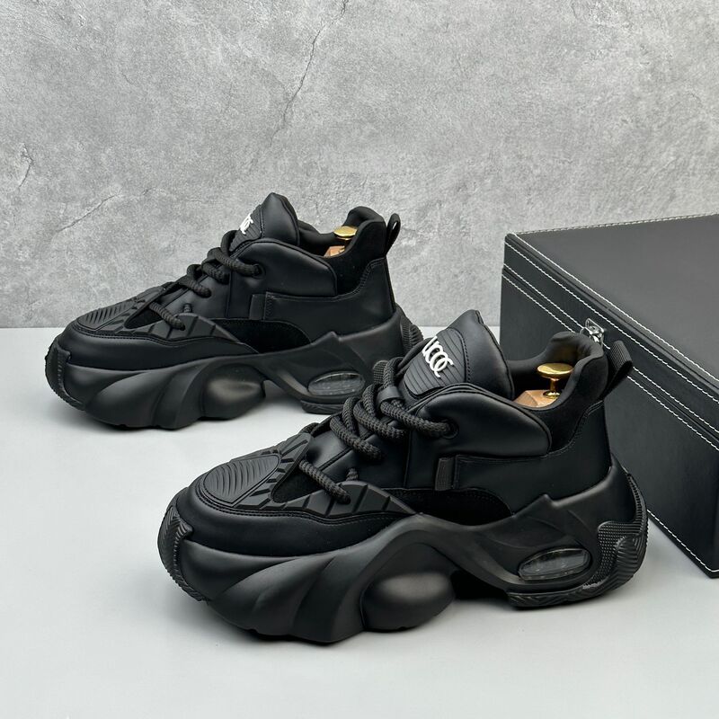 Men's Casual Thick-soled Torre Shoes Spring New Lace-up High-height Shoes Fashionable Low-top Solid Color sneaker