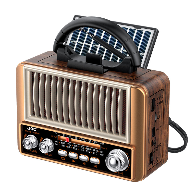 Radio Bluetooth Retro Solar con Tarjeta de Plástico Multifuncional para Ancianos