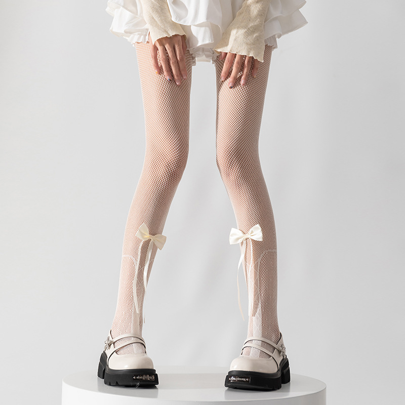 Calcetines de arco de primavera y verano delgadas lolita calcetines de base puros JK anti-hock jacquard red de pesca calcetines