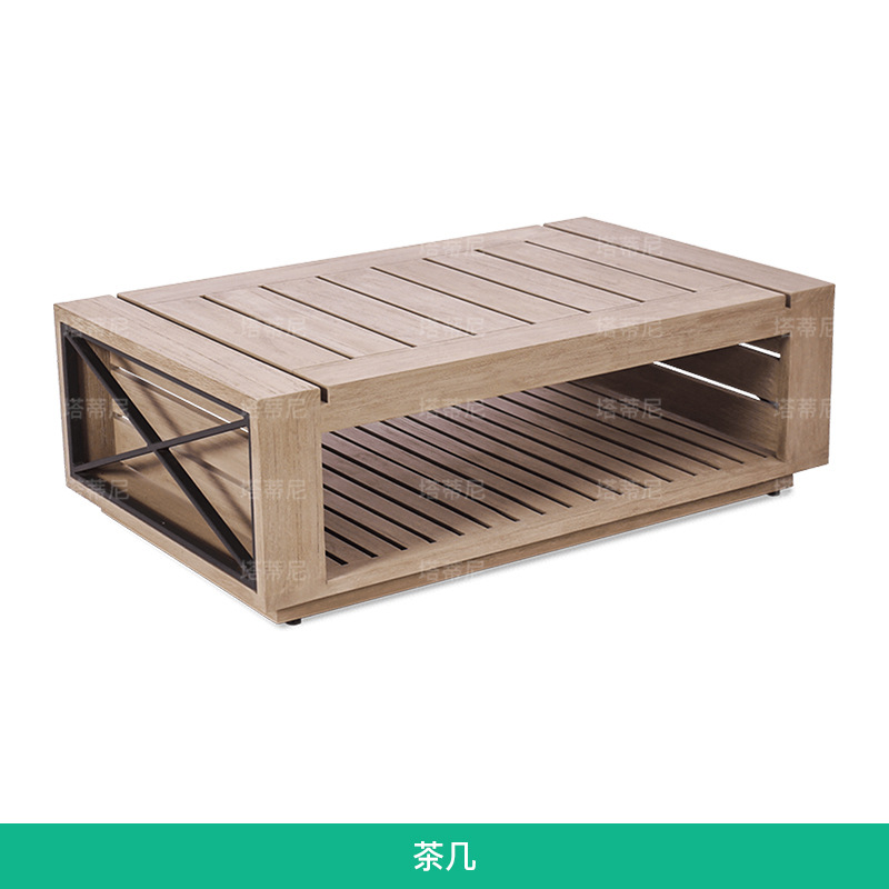 Conjunto de sofás de teca para exteriores para patio de hotel, impermeable, resistente al sol, muebles anticorrosivos, sofá de madera maciza para jardín de villa.