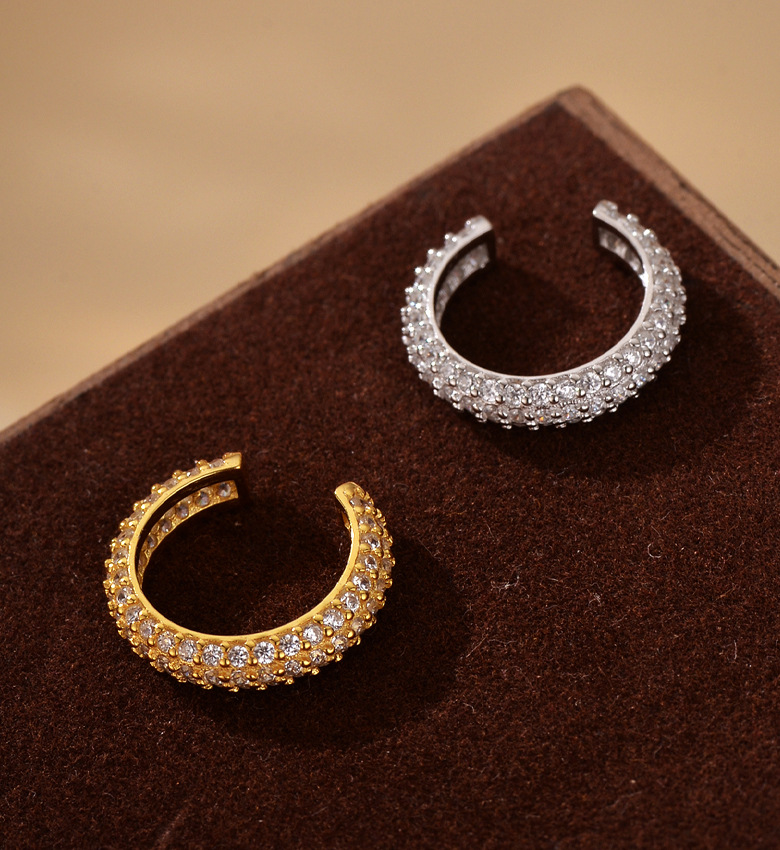 2g Weight Zircon Inlay Material 1 Piece 925 Sterling Silver Zircon 925 Sterling Silver Earrings Geometric Ear Cuffs
