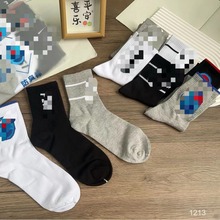 1213#谩莎尾货男士袜子批发 长款休闲字母印花男装长袜批发