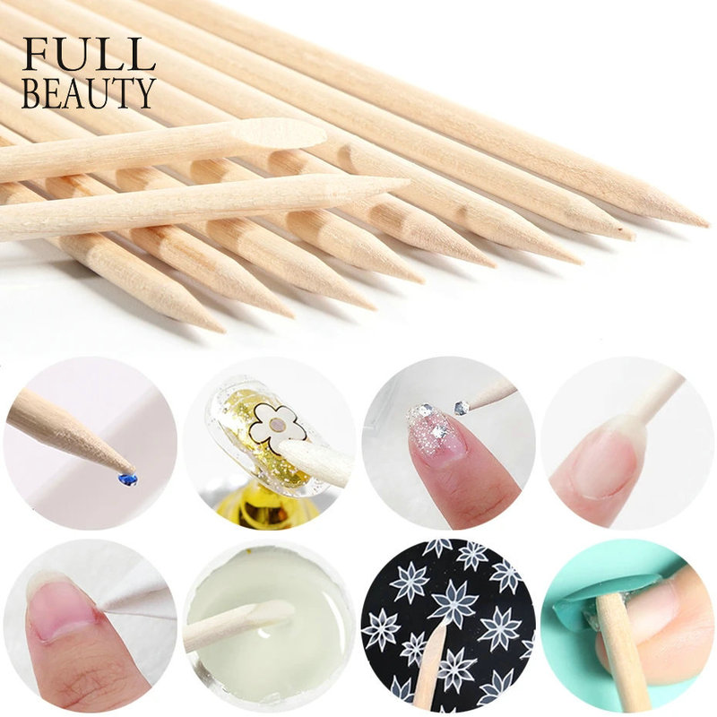 Cross-border New nail Tool Orange Wooden Stick Double-sided Wooden Cuticle Push Dead Skin nail Removal Tool nail