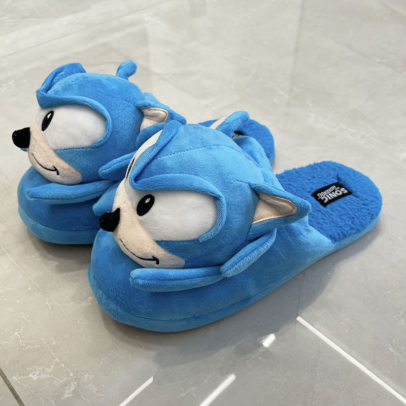 Comercio exterior zapatos de algodón domésticos caliente para hombres y mujeres creativos de dibujos animados de Halloween Sonic erizo animado zapatillas de algodón