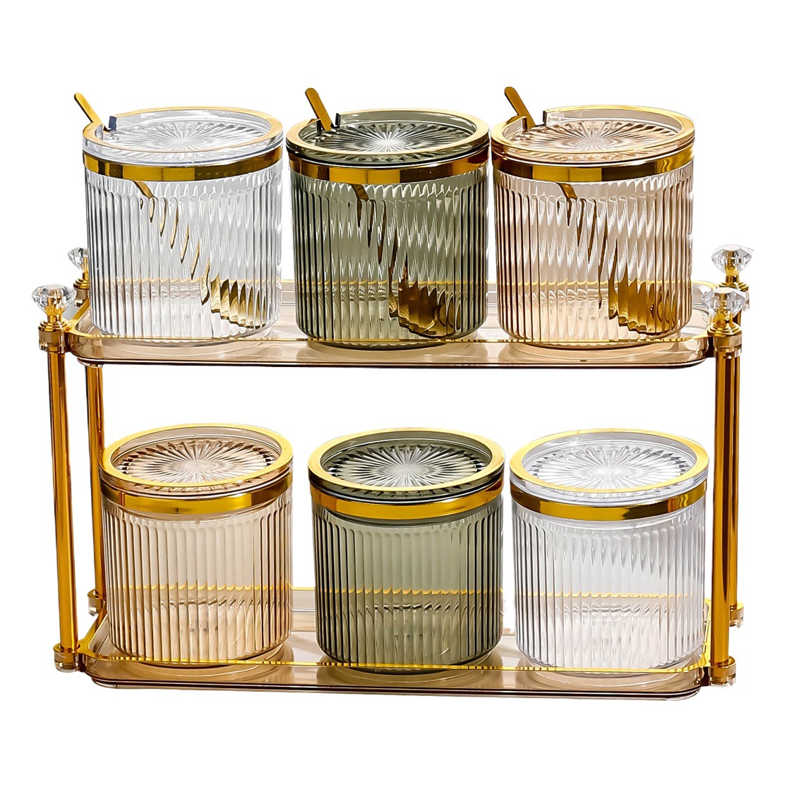 De alta apariencia condimento tarro cocina hogar creativo condimento traje combinación nueva sal MSG caja de almacenamiento de especias Luz de lujo