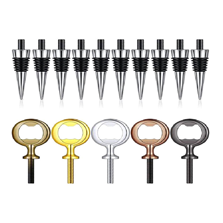 Directo de fábrica aleación de zinc larga barra de cerveza abridor de botellas DIY6 seda inferior cuerpo vino tapón de vino en stock al por mayor