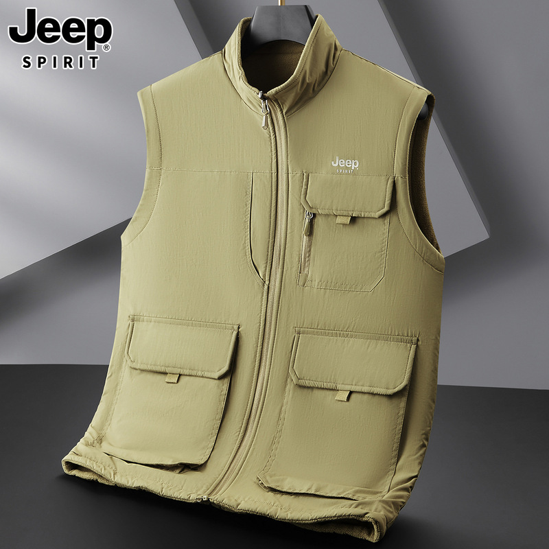 Jeep Spirit Autumn and Winter New Men's Polar Fleece Vest Outdoor Casual Fleece Vest Jacket Business Jeep Spirit Autumn and Winter New Men's Polar Fleece Vest Outdoor Casual Fleece Vest Jacket Business