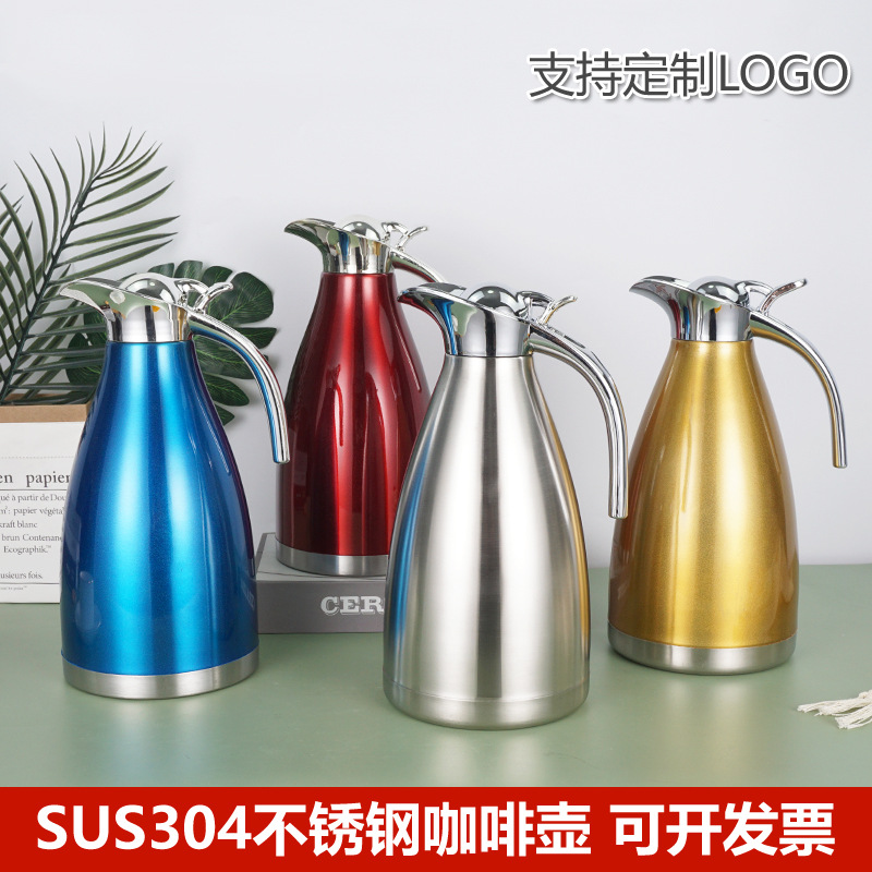304 olla térmica de acero inoxidable de estilo Europeo de doble capa de vacío cafetera hervidor de agua de gran capacidad LOGO regalo al por mayor