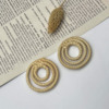 DIY rattan editor bamboo editor ear decoration spot rattan three -circle round earrings natural rattan woven crafts