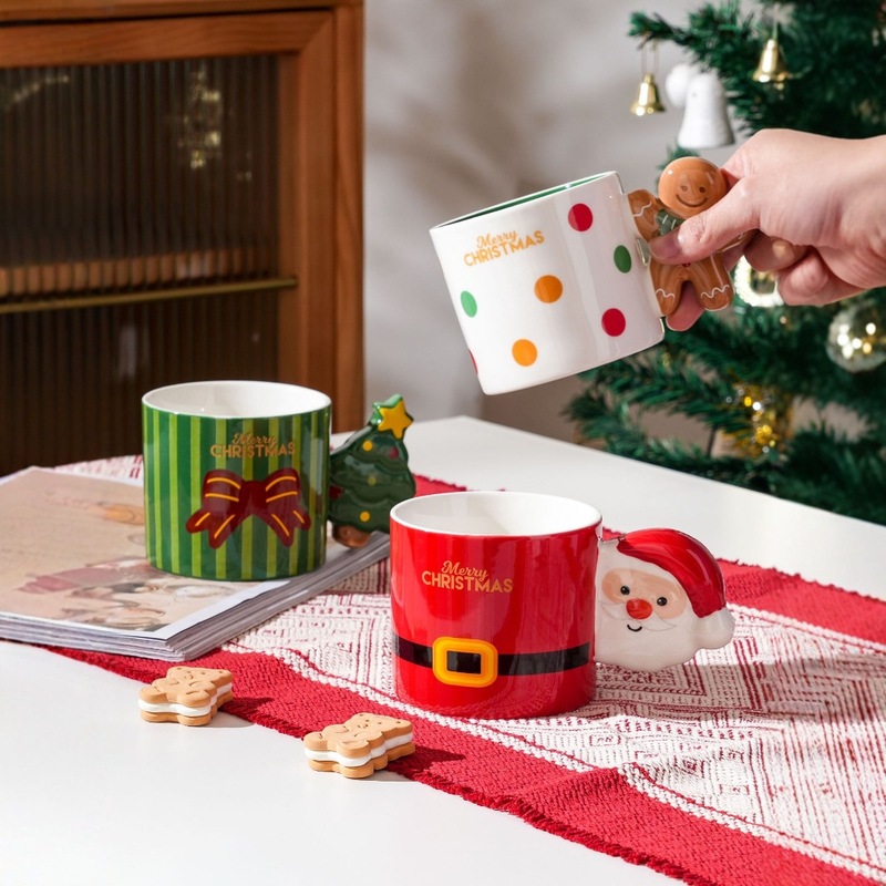 Insクリスマスサンタクロースマグカップセラミックカップ朝食ミルクカップコーヒーカップクリスマスプレゼント姜パイ人|undefined