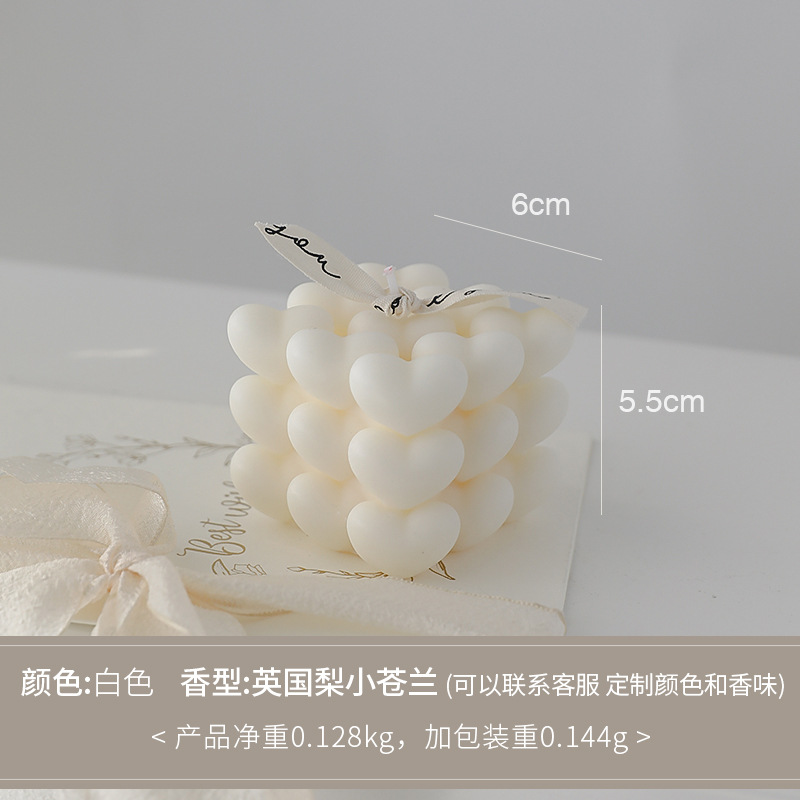 Regalos de San Valentín Recuerdos de aromaterapia navideña Regalos pequeños Cubo de Rubik Decoración de velas en forma de atmósfera romántica en forma de corazón