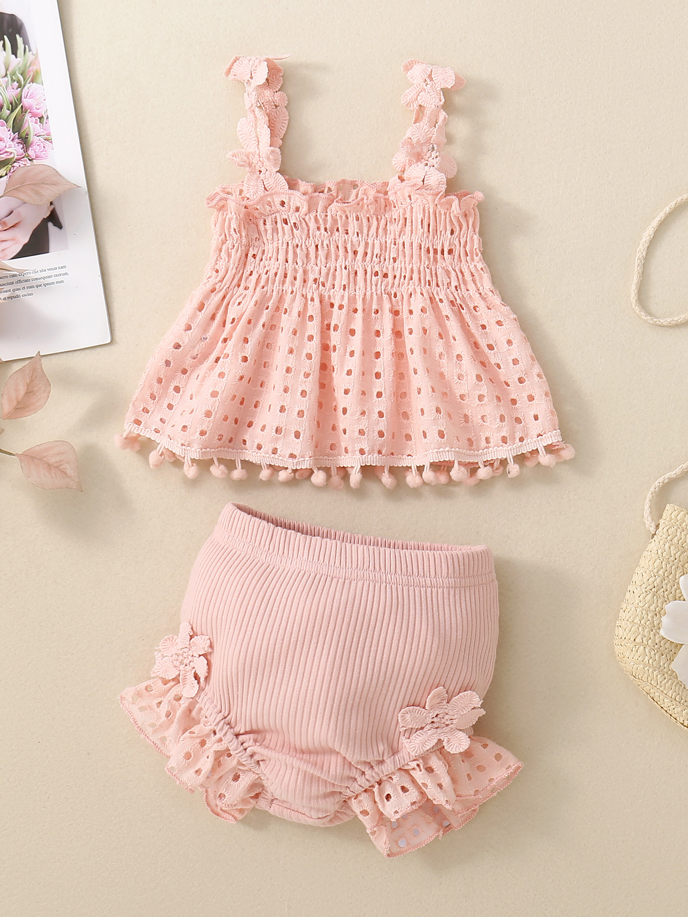 2 Pieces Set Quantity Classic Style Solid Color Cotton Girls Clothing Sets