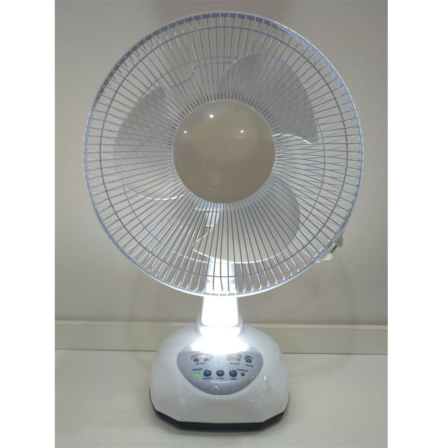 El fabricante suministra ventilador de emergencia 012T de 12 pulgadas, iluminación LED, ventilador de escritorio recargable que puede sacudir la cabeza